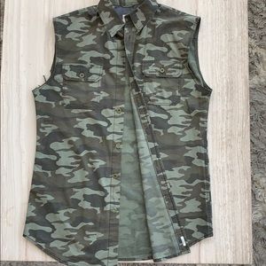Army fatigue button down